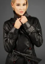 Pure Leather Black Trench Coat