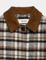 Pure Wool Checked Cord Collar Short Jacket-4