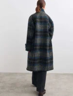 Pure Wool Checked Funnel Neck Duffle Coat-3