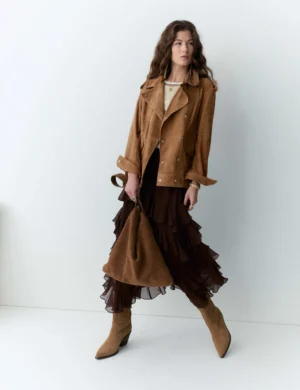 Suede Collared Biker Jacket-1