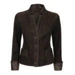 Women Reversible Short Leather Blazer